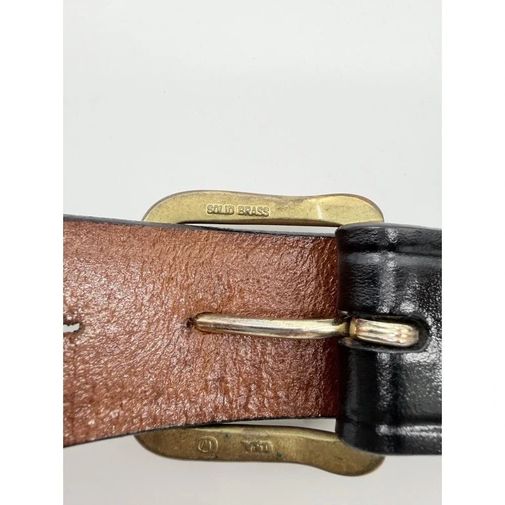 Don Hume Black Leather Trouser Belt B109 Solid Brass Buckle Duty Uniform Belt